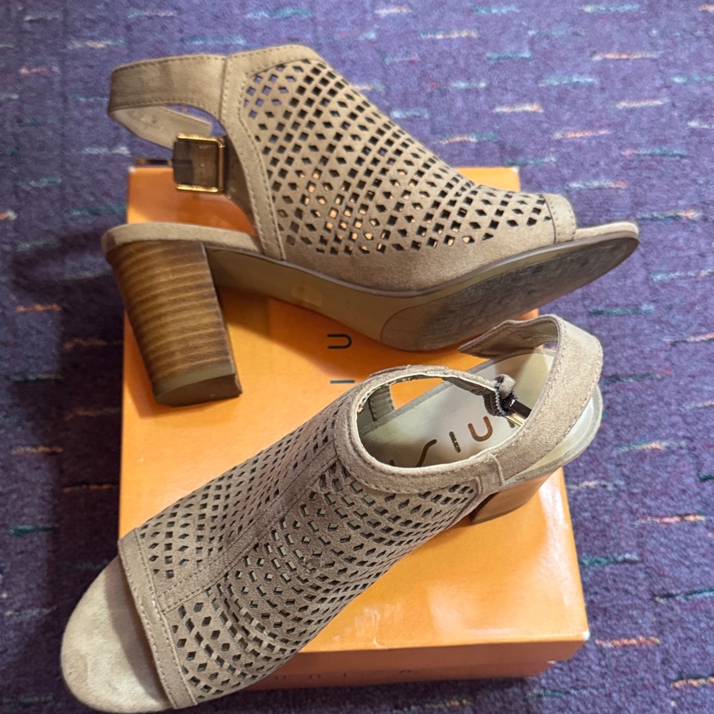 Unisa Tan Peep-Toe Heeled Sandals